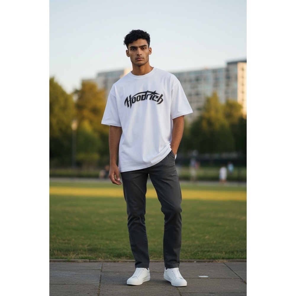 Hoodrich T Shirt Men's Small White Logo Streetwear From Nothing To Something Tee